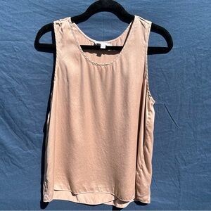 100% Silk Lunya Medium Sleeveless Satin Brown Tank Top natural fibers